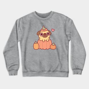 Cute Pug In Pumpkin Funny Thanksgiving Crewneck Sweatshirt